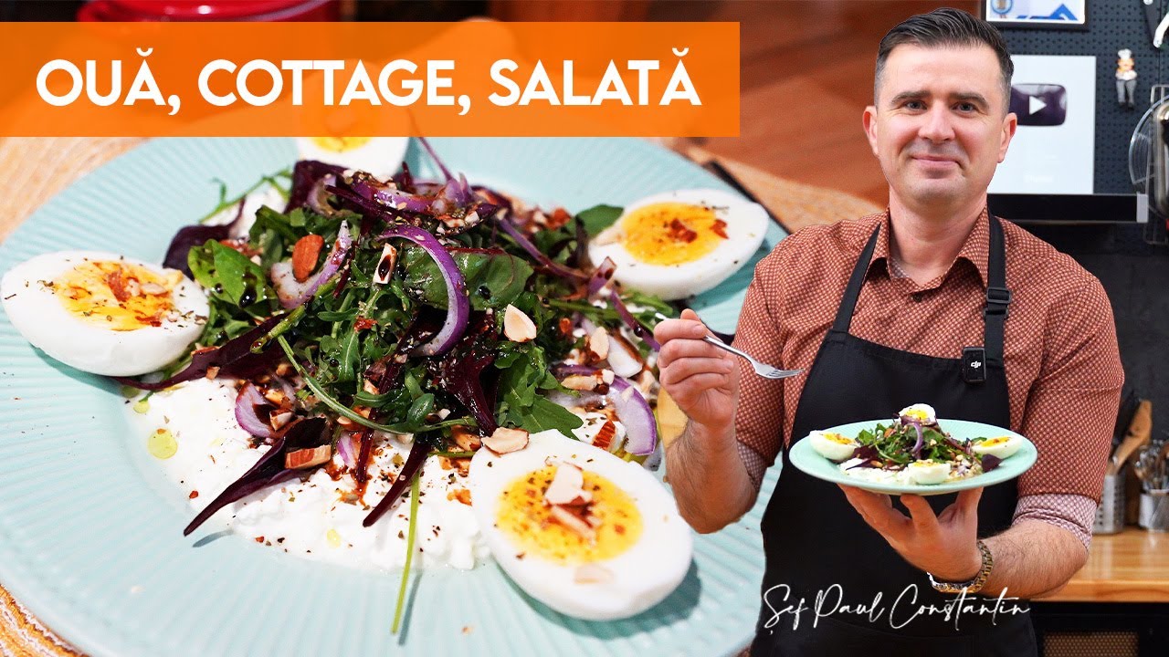 Mic dejun simplu și sănătos cu ouă, cottage cheese și salată – începe ziua cu gust și energie!