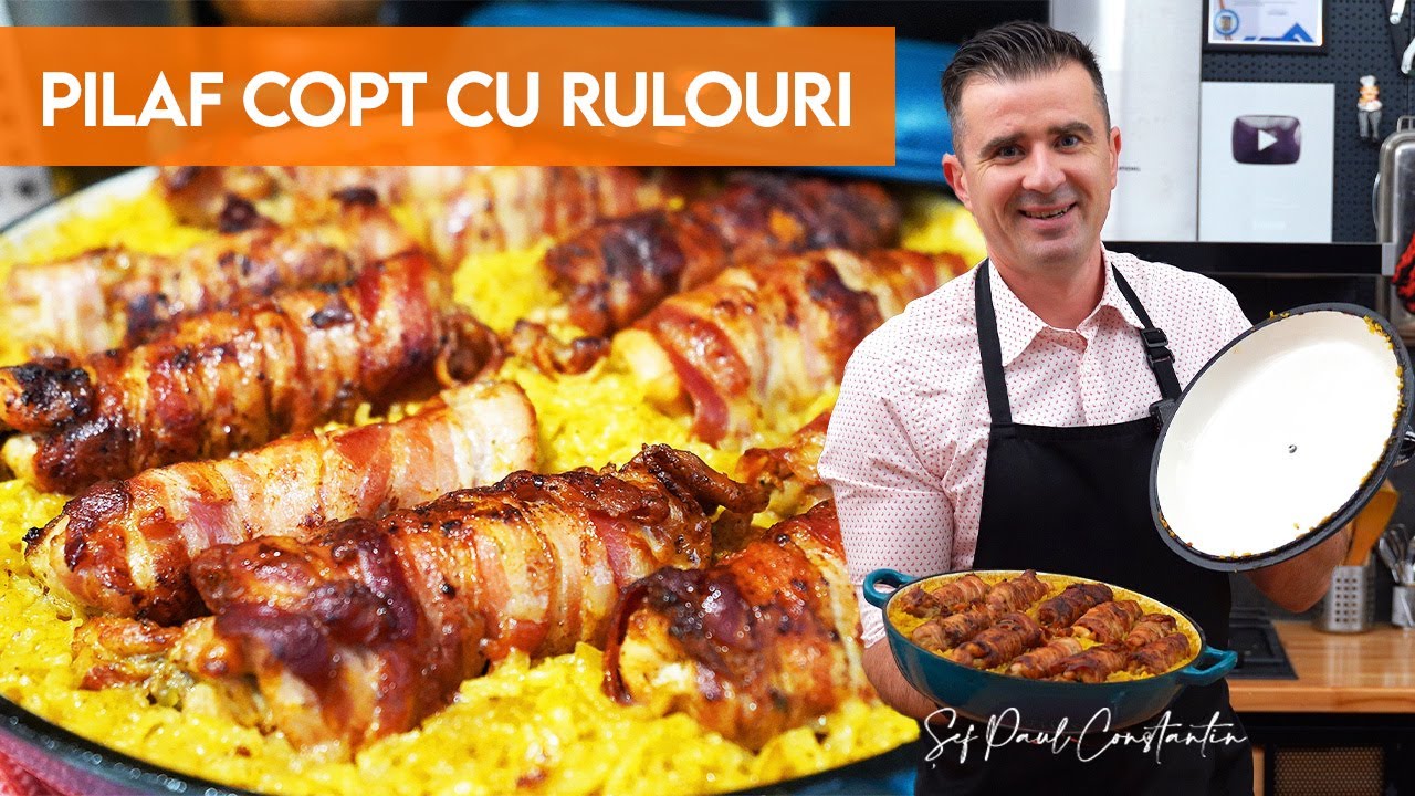 Pilaf copt cu rulouri de pui în bacon – aroma care aduce familia la masă
