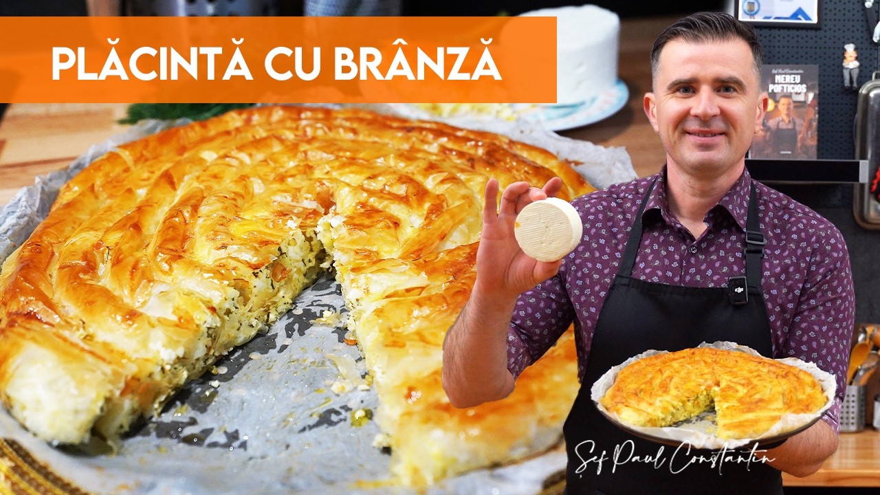 Plăcintă rotită cu brânză – foi crocante, interior cremos