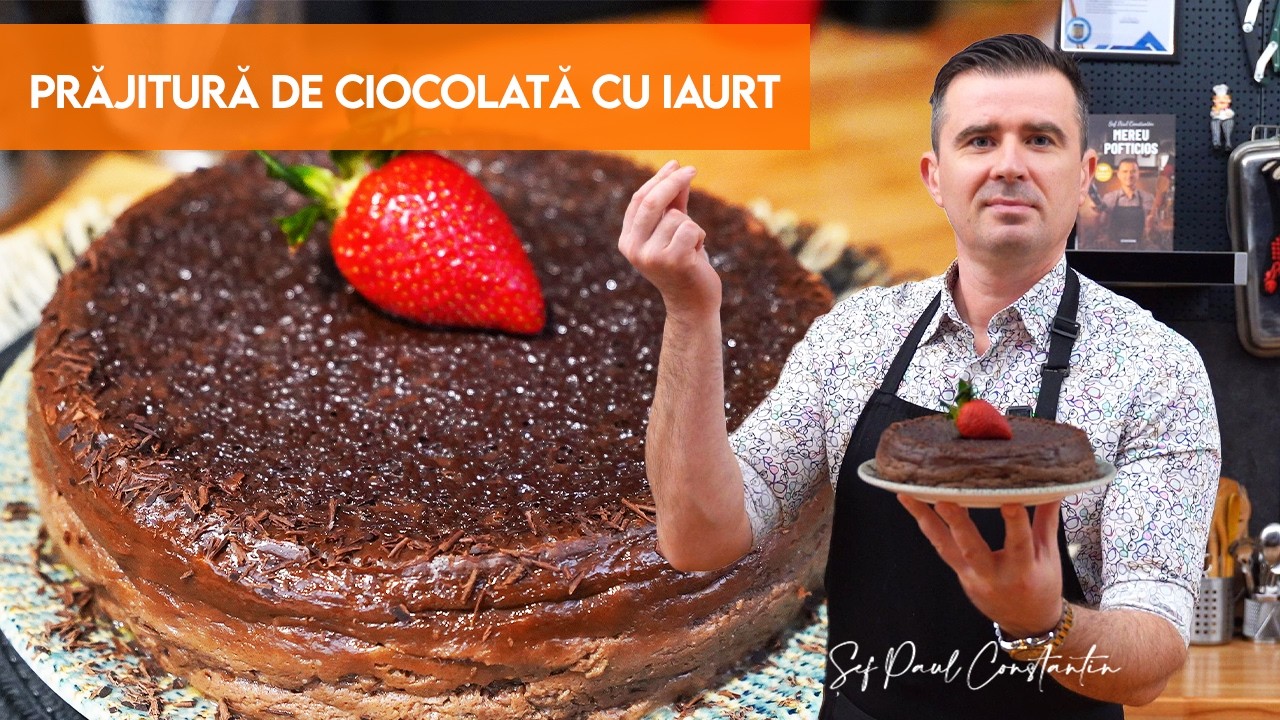 Prăjitură cu ciocolată și iaurt – Un desert fin cu doar 3 ingrediente