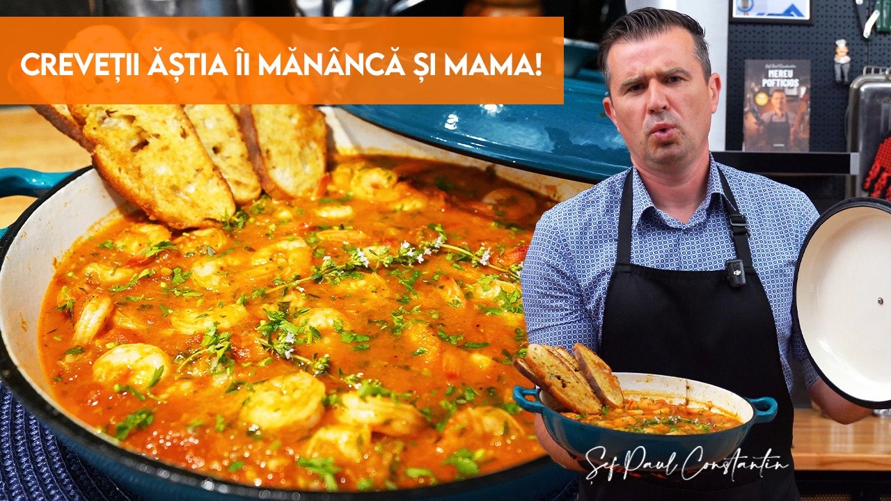 Creveți cu usturoi și roșii caramelizate – Extravaganza aromelor la tigaie