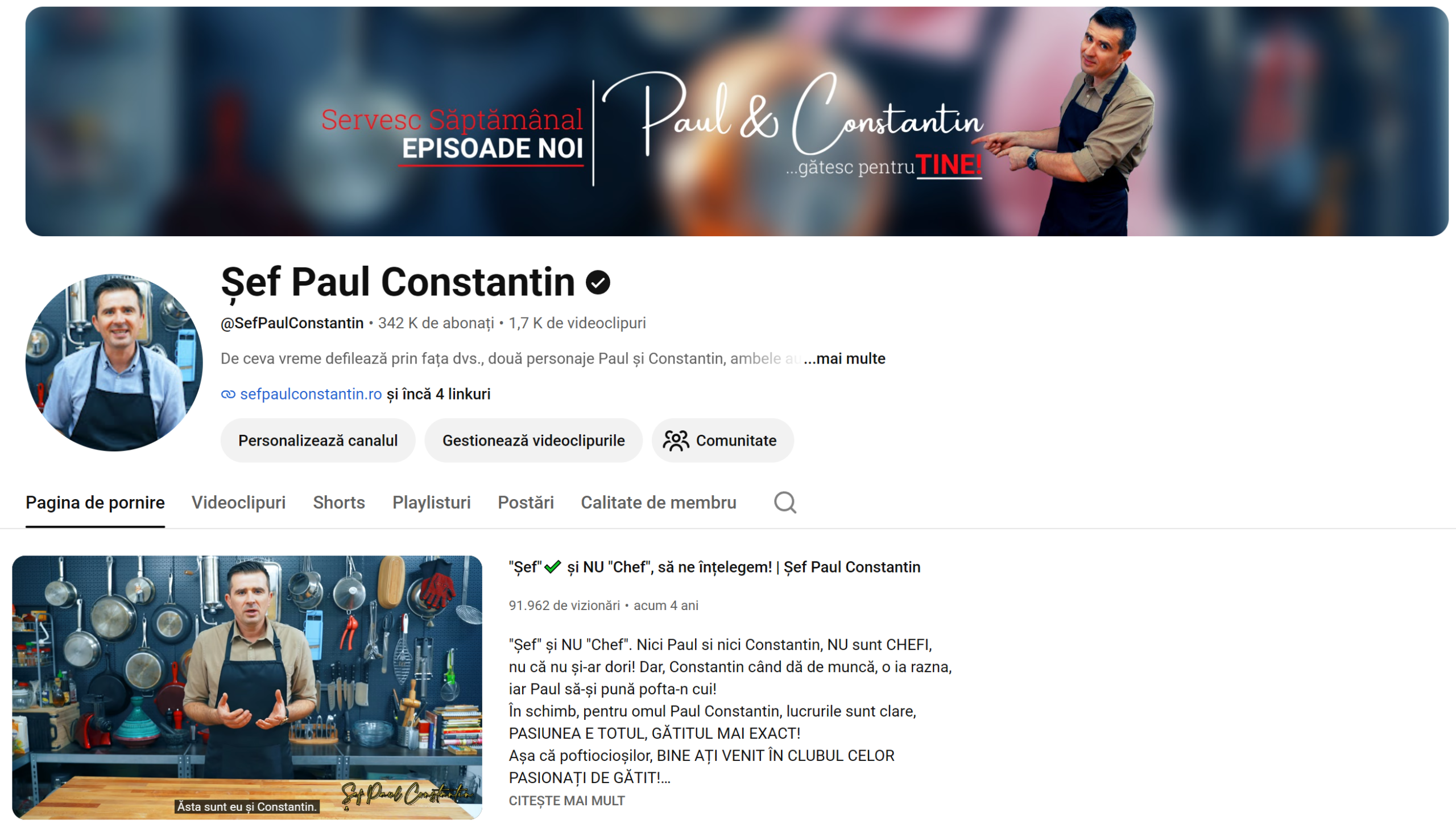 Șef Paul Constantin YouTube