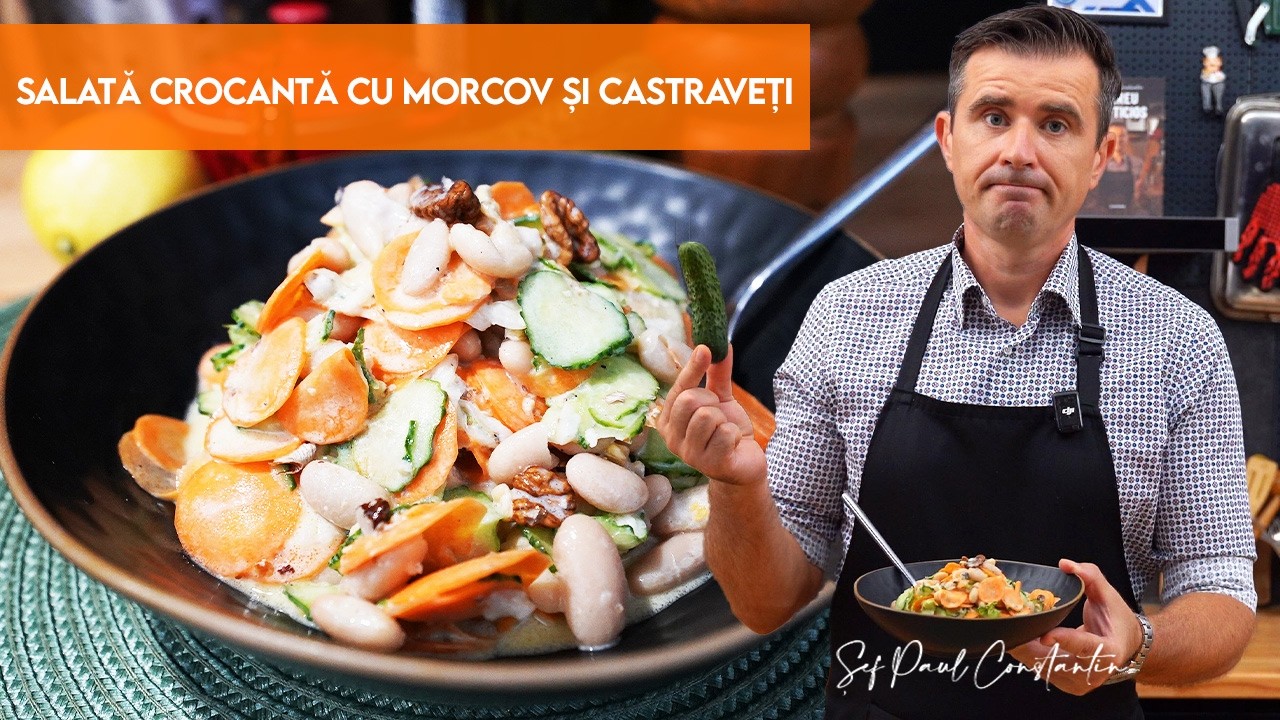 Salată fresh cu morcov, castraveți și nucă – explozie de texturi